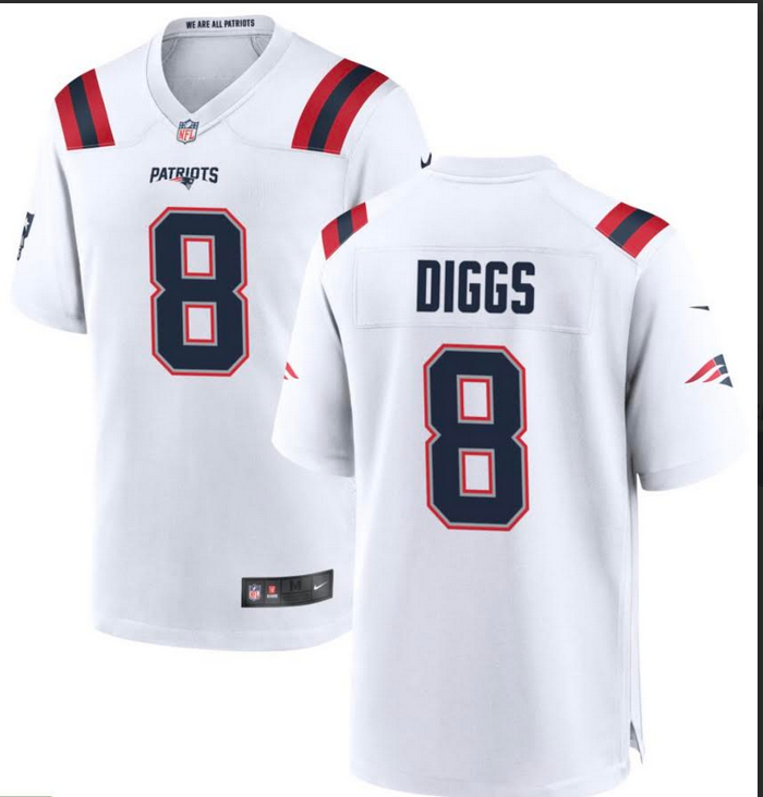 Men New England Patriots #8 Diggs white Nike NFL 2025 jersey->pittsburgh steelers->NFL Jersey